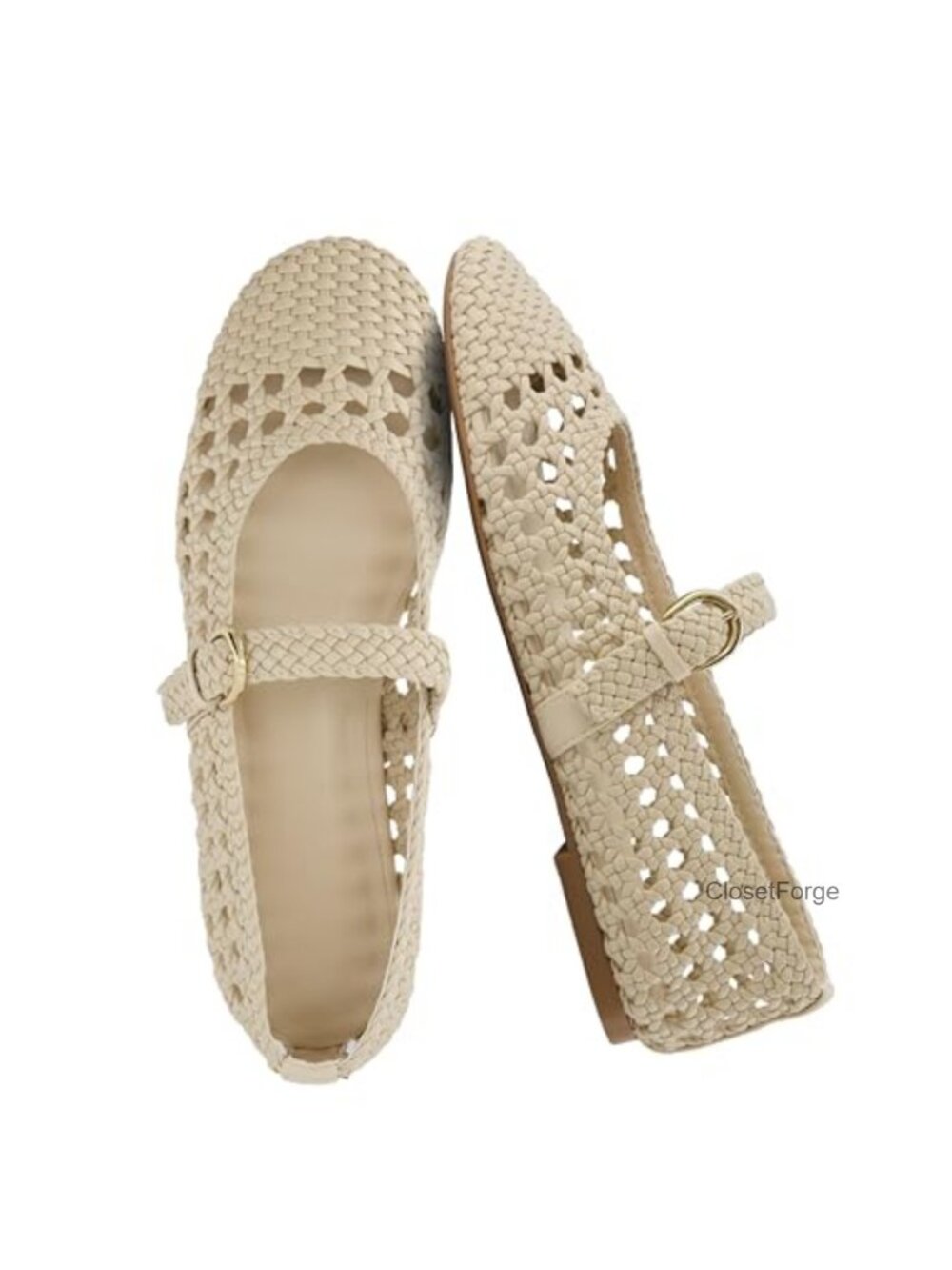 CUSHIONAIRE Womens Woven Ballet Flats with Adjustable Strap